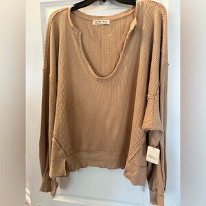 NWT Free People Women’s waffle top in windswept leaves. Size M
